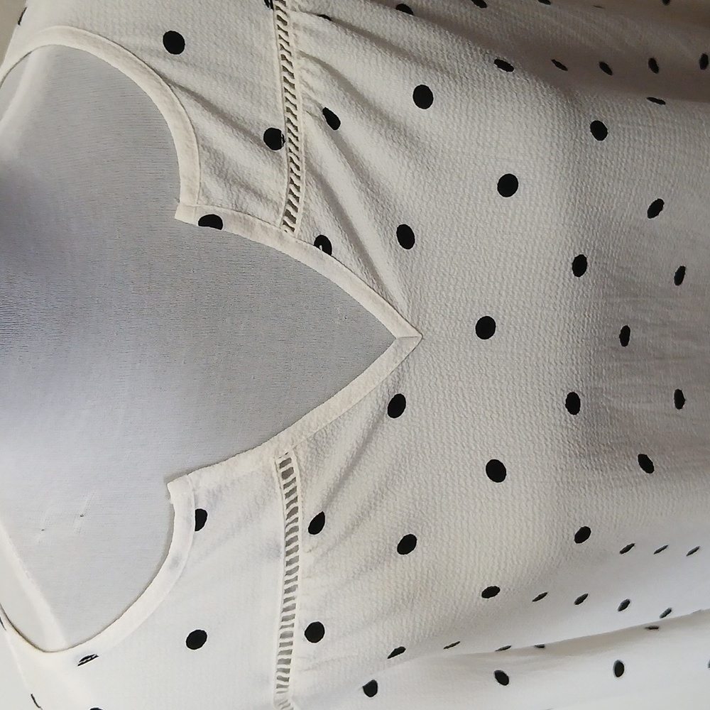Fever women's slit collar polka dot quarter sleeve blouse size large - Picture 8 of 13